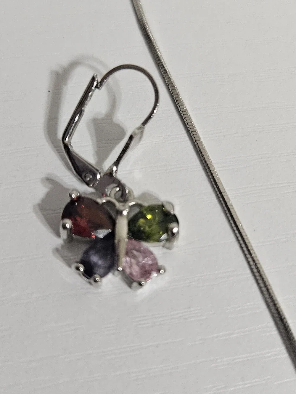 Multicolor Crystal Butterfly Necklace and Earring Set - Silver-Tone